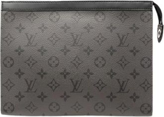 Louis Vuitton Pre-owned Clutches, female, Gray, Size: ONE SIZE Pre-owned Monogram Eclipse Reverse Canvas Clutch
