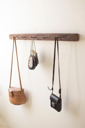 Kalalou Recycled Wood Coatrack With Forged Iron Hooks