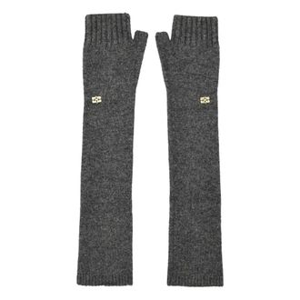 Ganni Accessoires, Dames, Grijs, ONE Size, Wol, Wool Yak Mix Vingerloze Handschoenen