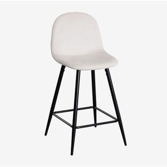 Sklum Sklum - Pack De 4 Taburetes Altos En Pana Glamm Beige Lino Negro