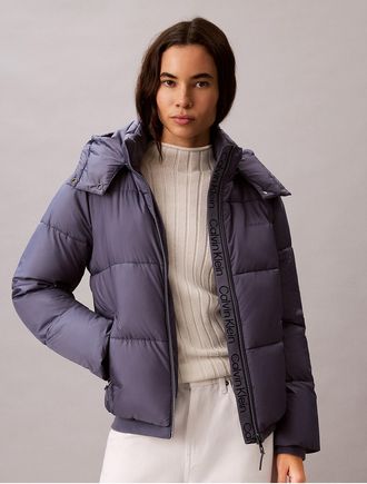 Calvin Klein Womens Essential Short Puffer Jacket - Blue - XS