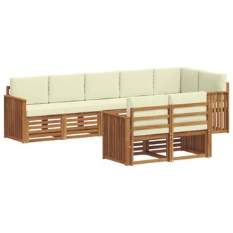 vidaXL Set Di Divani Da Esterno 8 Pz Naturale E Crema Poliestere Vidaxl
