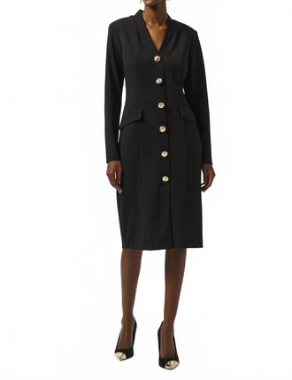 Joseph Ribkoff V-Neck Long Sleeves Sheath Dress In Black