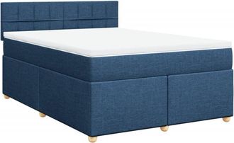 vidaXL Cama Box Spring Con Colch&oacute;n Tela Azul 140x200 Cm Vidaxl