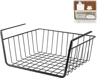 No Brand Cesta De Almacenamiento Negra Para Debajo Del Armario, 1 Unidad, Estante De Almacenamiento De Alambre Para Debajo Del Armario, Caja De Almacenamiento 