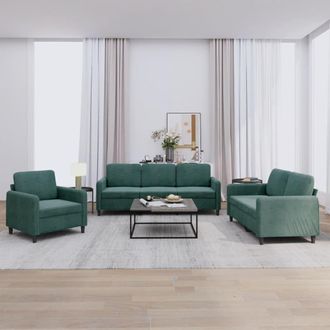 vidaXL Juego De Sof&aacute;s 3 Piezas Terciopelo Verde Oscuro Vidaxl