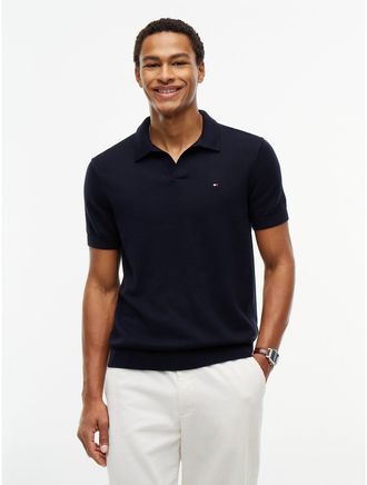 Tommy Hilfiger Mens Classic Short-Sleeve Sweater Polo - Navy Blue - M