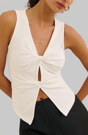 Reformation Tefi Twist Cutout Stretch Organic Cotton Tank in Fior Di Latte at Nordstrom, Size X-Small