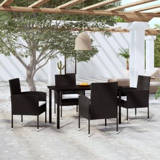 vidaXL Juego De Comedor Para Jard&iacute;n 5 Piezas Negro Vidaxl