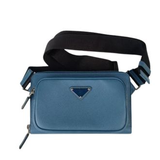 Prada Pre-owned Saffiano Triangle Shoulder Bag - unisex - Prada Vintage - Vintage Belt Bags - Blue - ONE SIZE - Pre-owned