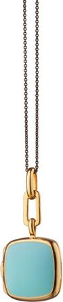 Monica Rich Kosann Enamel Cushion Locket Necklace in Gold/Turquoise at Nordstrom, Size 17