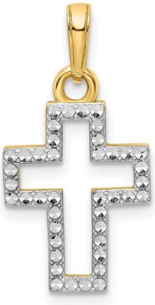 Diamond2Deal 14k Yellow Gold w/Rhodium D/C Cross Pendant