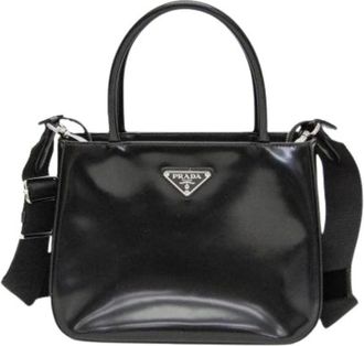 Prada Pre-owned Mini Bags, female, Black, Size: ONE SIZE Pre-owned Brushed leather Spazzolato