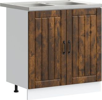 vidaXL Kitchen Cabinet with Door Lucca 2 pcs Brown 80 x 46 x 81.5 cm vidaXL