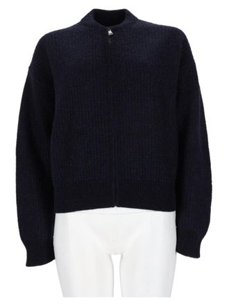 Fabiana Filippi Dark Blue Knitted Sweater With Ribbed Texture And Fitted Hem