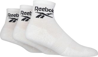 Reebok Mens 3 Pair Ankle Sports Socks White 11-12.5