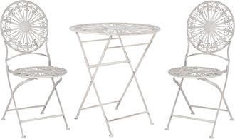 Beliani Conjunto de balc&oacute;n plegable Metal Blanco