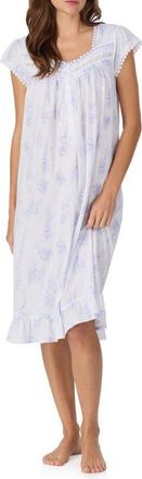Eileen West Floral Cotton Waltz Nightgown in White Lilac at Nordstrom, Size X-Large