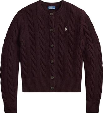 Ralph Lauren Kabel gebreid vest - Dames - Truien - Paars - Maat: XS Wol