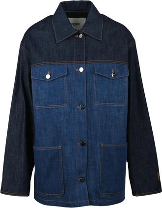 Fendi Jassen, Dames, Blauw, M, Denim, Rigid Denim Jacket