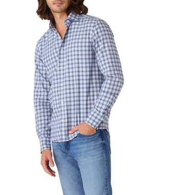 Robert Talbott Reynolds Ultra Light Weight Brushed Ombre Plaid Shirt in Blue Multi at Nordstrom, Size Xx-Large