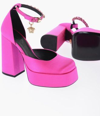 Versace Jewel Strap Satin Platform Pumps 12cm size 35