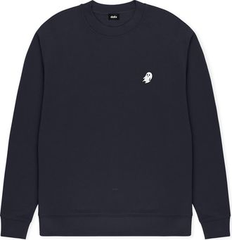 Dalix Ghost Relaxed Midweight Fleece Crewneck Sweatshirt in Ink Blue at Nordstrom, Size Xx-Large