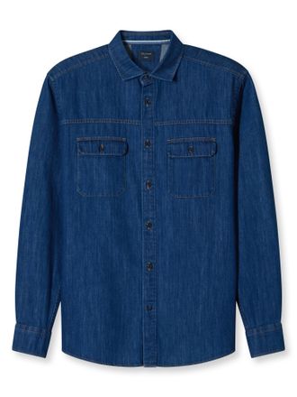 Olymp Jeanshemd OLYMP, Damen, Gr. XL, N-Gr, blau, Denim/Jeans, Obermaterial: 100% Baumwolle, regular fit, 1-Knopf-Manschette, Hemden Jeanshemd, Langarmhemd,