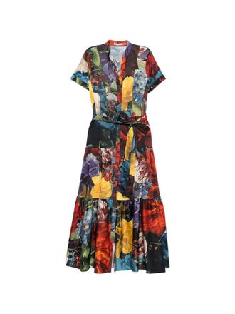 Alice & Olivia Womens Printed Midi Dress