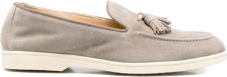 Doucal's Grey Tassel-Embellished Calf Leather Loafers