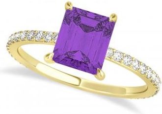 Allurez Emerald Amethyst & Diamond Hidden Halo Engagement Ring 18k Yellow Gold (2.93ct)