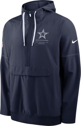 Nike Dallas Cowboys Sideline Anorak Nike Mens NFL 1/2-Zip Hooded Jacket in Blue | 03AT044P7RD-EKU
