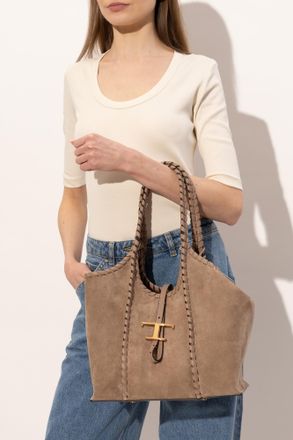 Tod's Leather Shoulder Bag, Womens, Brown