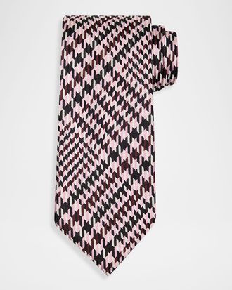 Tom Ford Mens Exploded Prince of Wales Check Silk Tie
