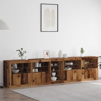Berkfield Home Sideboard with LED Lights Old Wood 283x37x67 cm Engineered Wood in Brown | Size: 283 x 37 x 67 cm