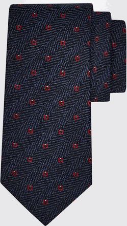 Ferragamo Cravatta Gancini in seta e lana con motivo chevron monogram