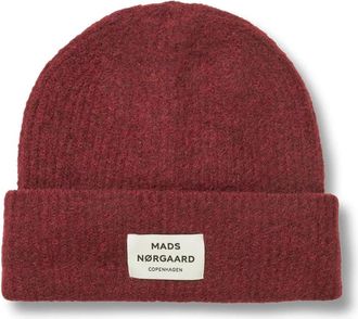 Mads Norgaard Gebreide Muts Wijn - Dames - Hoeden - Rood - ONE Size - Wol - Accessoires