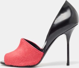 Pierre Hardy Black/pink Calf Hair Leather And Calf Hair Open Toe Pumps