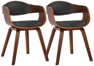 Clp Set De 2 Sillas De Sal&oacute;n Kingston En Polipiel Nogal/negro