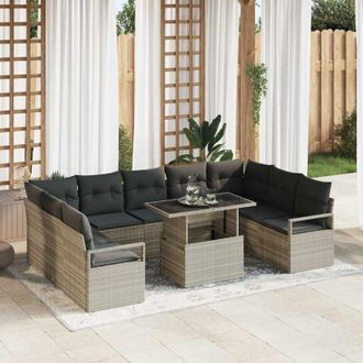 vidaXL Vidaxl - Conjunto De Sof&aacute; De Jard&iacute;n 10 Pcs Gris Claro 100 X 55 X 73 Cm