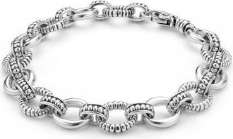 Lagos Sterling Silver Fluted Oval Link Bracelet at Nordstrom