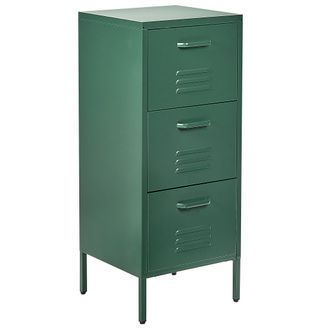 Beliani Armario De Metal Verde Oscuro 3 Cajones Almacenaje Oficina En Casa Wostok