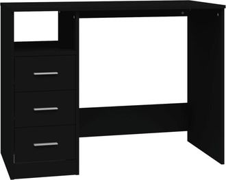 vidaXL Vidaxl - Escritorio cajones madera contrachapada negro 102x50x76 cm