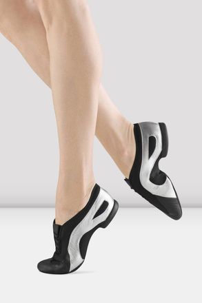 Bloch BLOCH Ladies Slipstream Slip On Jazz Shoes, Silver Leather