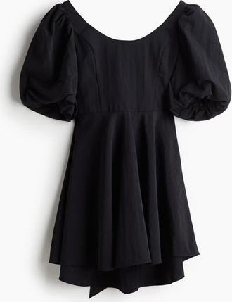 H&M Balloon-sleeved Dress in Black at Nordstrom, Size Xx-Large
