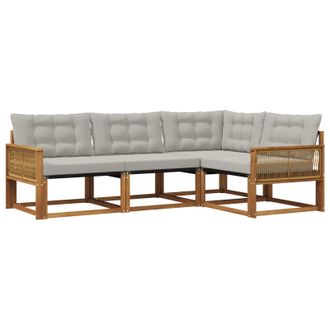 vidaXL Conjunto De Sof&aacute;s De Exterior 4 Pcs Natural Y Gris Claro Vidaxl