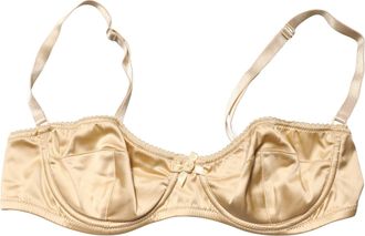 Dolce & Gabbana Womens Beige Semi-Pad Underwire Balconette Bra Underwear Elastane Silk Clothing