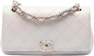 Chanel Pre-owned Vintage Quilted Flap Crossbody - Dames - Vintage Schoudertas - Wit - ONE Size - Leer - Vintage