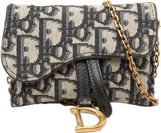Dior Pre-owned Dior Nano Oblique Canvas Saddle Chain Pouch Ladies DT0JRU0JK6FE1B1P