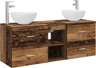 vidaXL Juego De Muebles De Ba&ntilde;o 3 Uds. Madera Envejecida Vidaxl